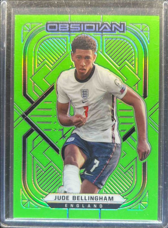 Jude Bellingham 2021 Obsidian #180 Electric Etch Neon Green Flood /3 RAW