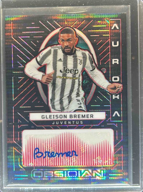 Gleison Bremer 2022 Obsidian #AA-GBE Aurora Autographs - Electric Etch Red Pulsar /44 RAW