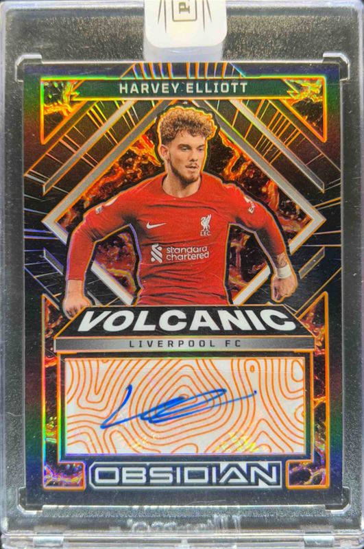 Harvey Elliott 2022 Obsidian #VS-HEL Volcanic Signatures - Electric Etch Orange /75 RAW