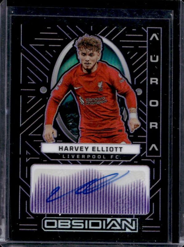 Harvey Elliott 2022 Obsidian #AA-HEL Aurora Autographs - Electric Etch Purple /50 RAW