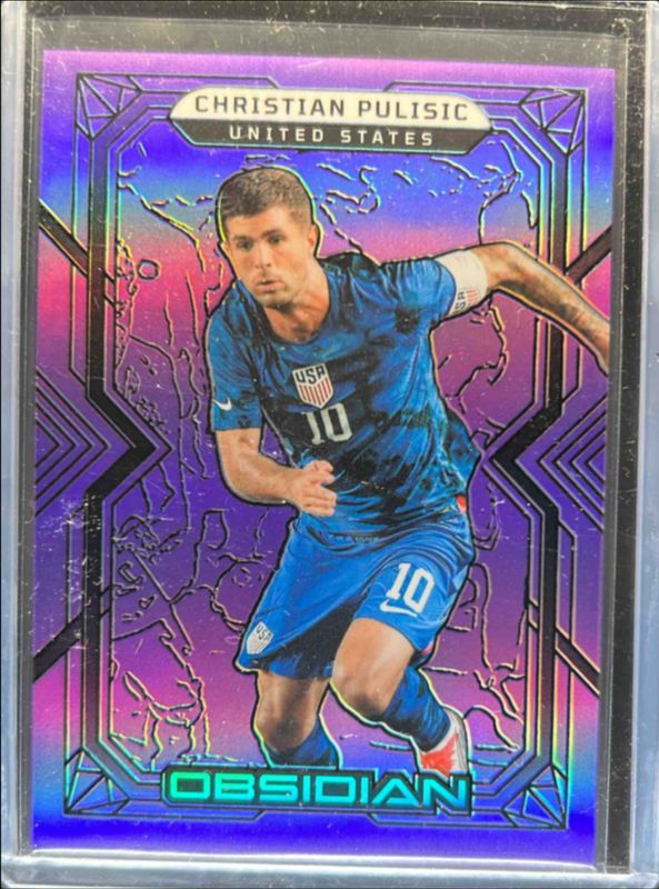 Christian Pulisic 2022 Obsidian #190 Electric Etch Purple Flood /25 RAW