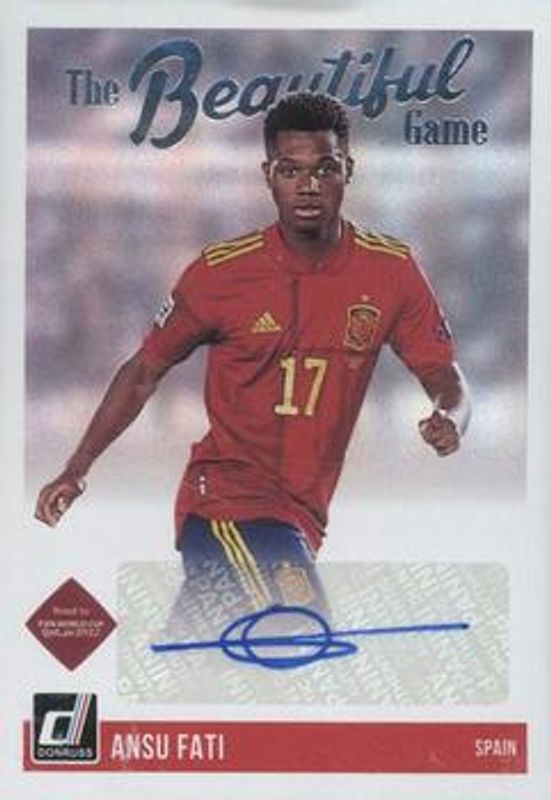 Ansu Fati 2021 Donruss #BG-AF Beautiful Game Autographs RAW