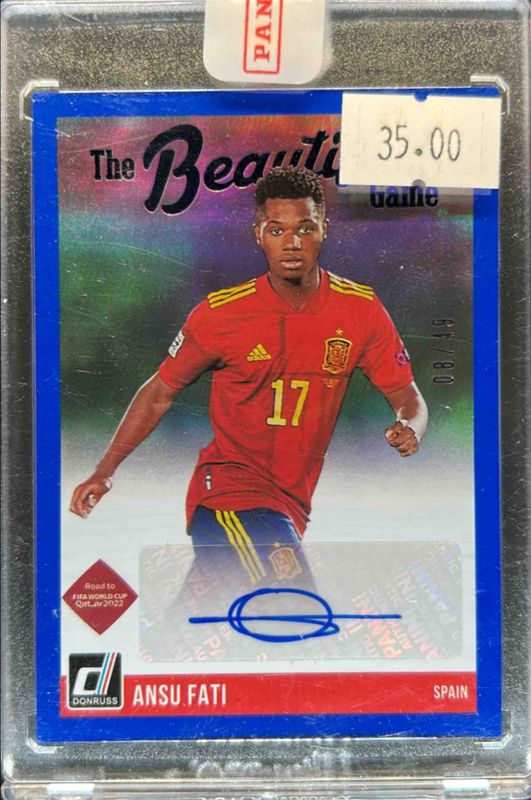 Ansu Fati 2021 Donruss #BG-AF Beautiful Game Autographs - Blue /49 RAW