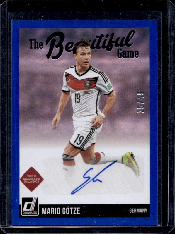 Mario Gotze 2021 Donruss #BG-MG Beautiful Game Autographs - Blue /49 RAW