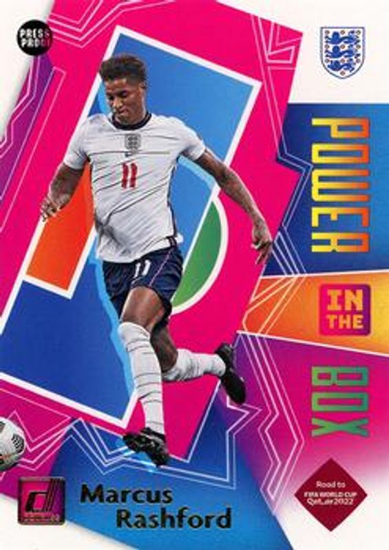 Marcus Rashford 2021 Donruss #14 Power in the Box Press Proof RAW