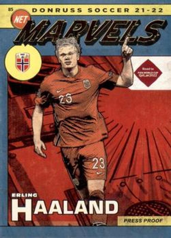 Erling Haaland 2021 Donruss #5 Net Marvels Press Proof RAW