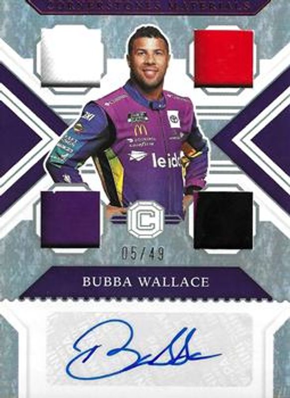 Bubba Wallace 2023 Chronicles NASCAR #4 Cornerstones Materials Signatures - Red /49 RAW