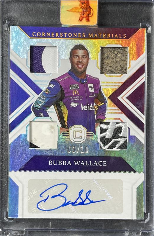 Bubba Wallace 2023 Chronicles NASCAR #4 Cornerstones Materials Signatures - Holo Gold /10 RAW