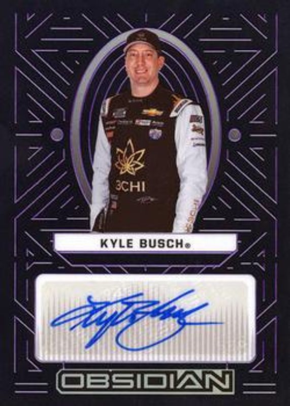 Kyle Busch 2023 Chronicles NASCAR #KY Obsidian Signatures Electric Etch - Purple /49 RAW