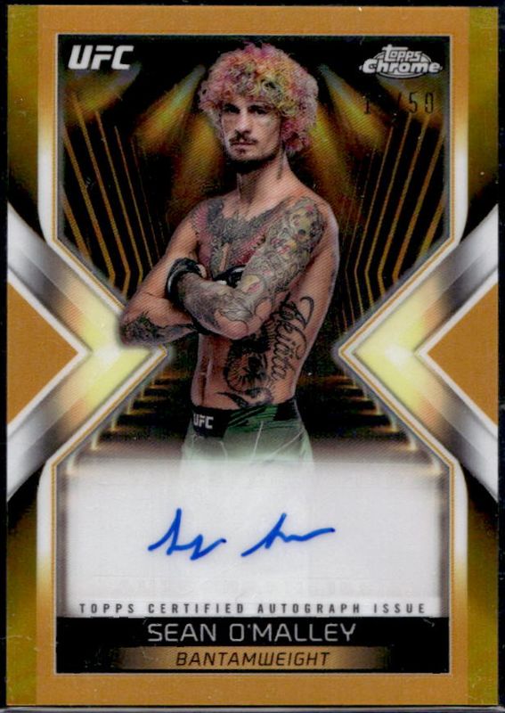Sean O'Malley 2024 Topps Chrome UFC #MEA-SOM Main Event Autographs - Gold Refractor /50 RAW