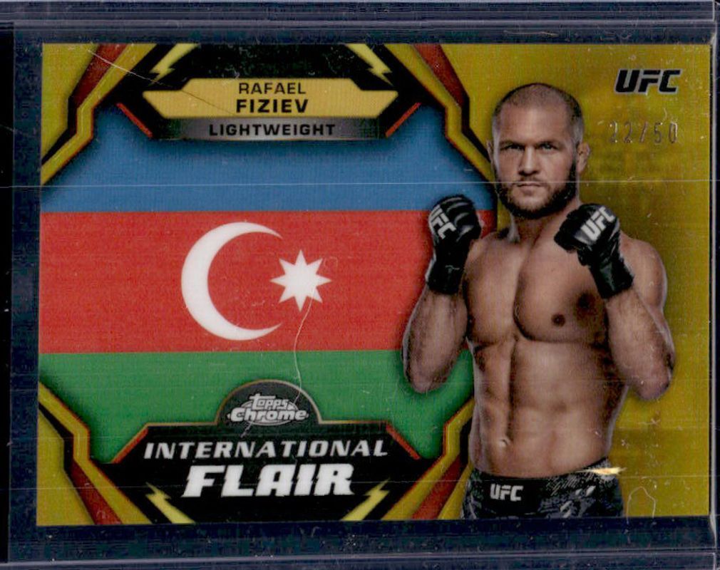 Rafael Fiziev 2024 Topps Chrome UFC #IFL-4 International Flair - Gold Refractor /50 RAW