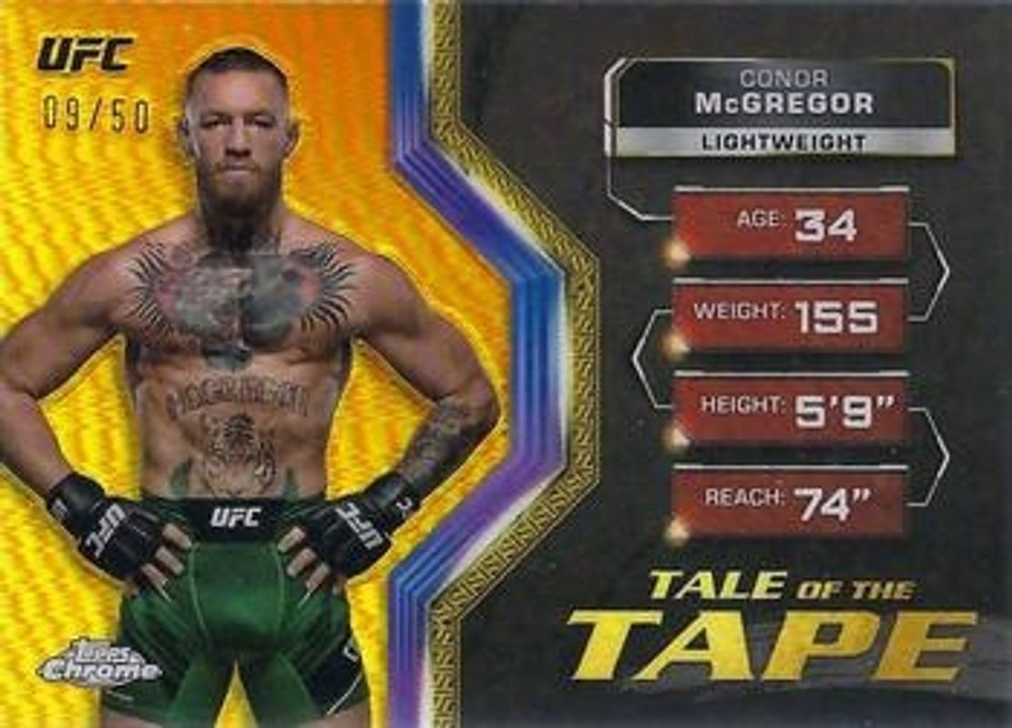 Conor McGregor 2024 Topps Chrome UFC #TFT-17 Tale of the Tape - Gold Refractor /50 RAW