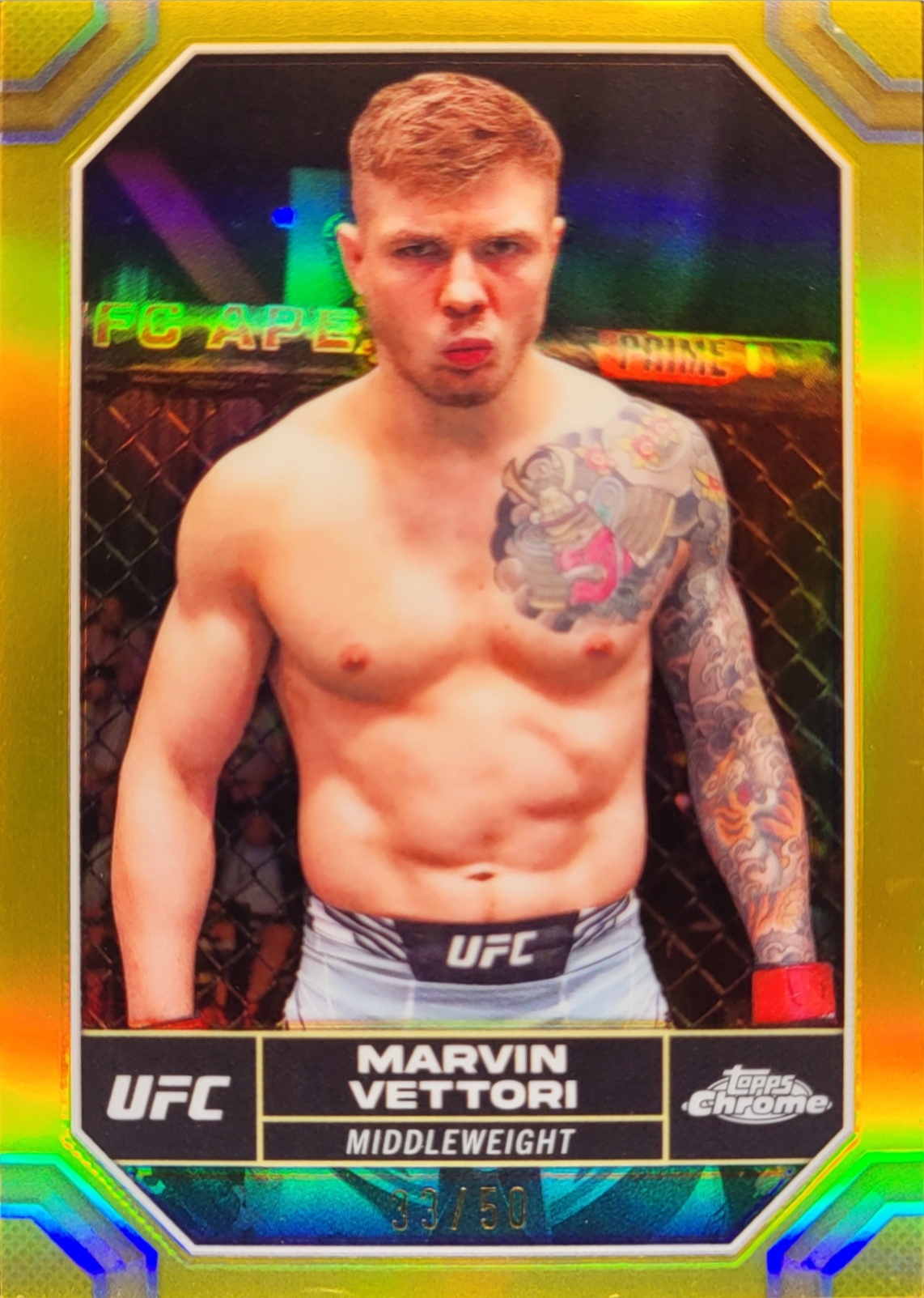 Marvin Vettori 2024 Topps Chrome UFC #125 Gold Refractor /50 Price ...