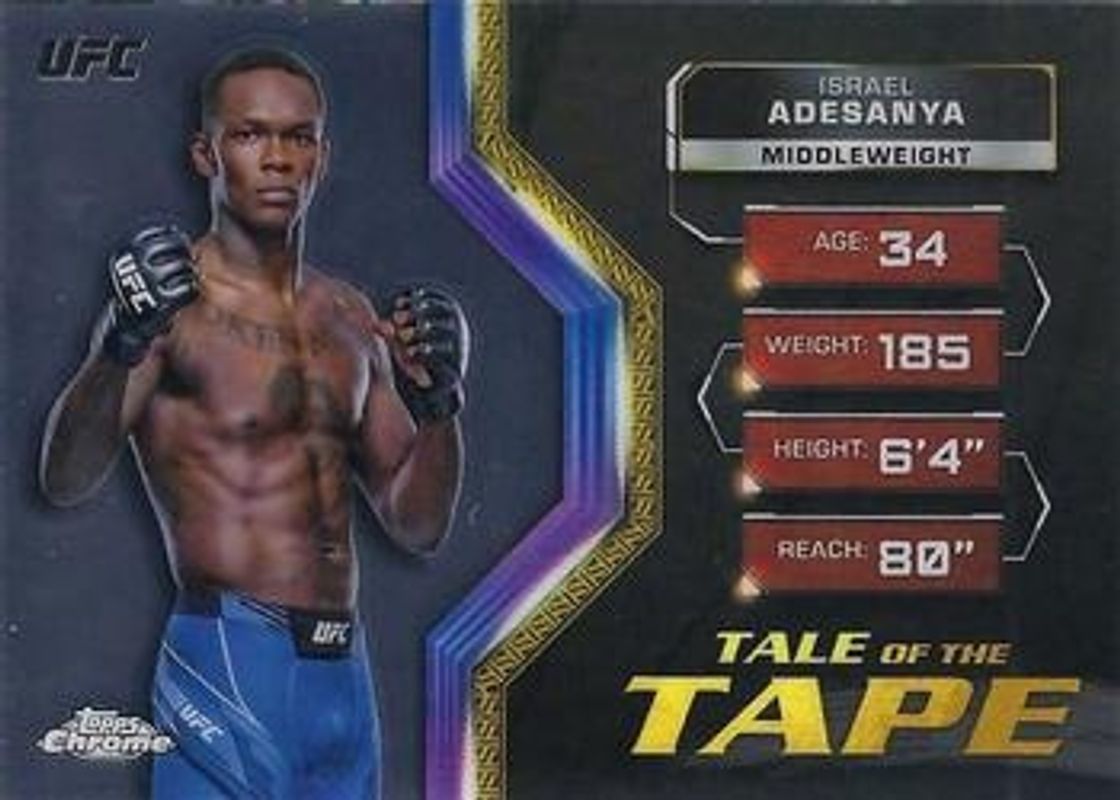 Israel Adesanya 2024 Topps Chrome UFC #TFT-18 Tale of the Tape RAW