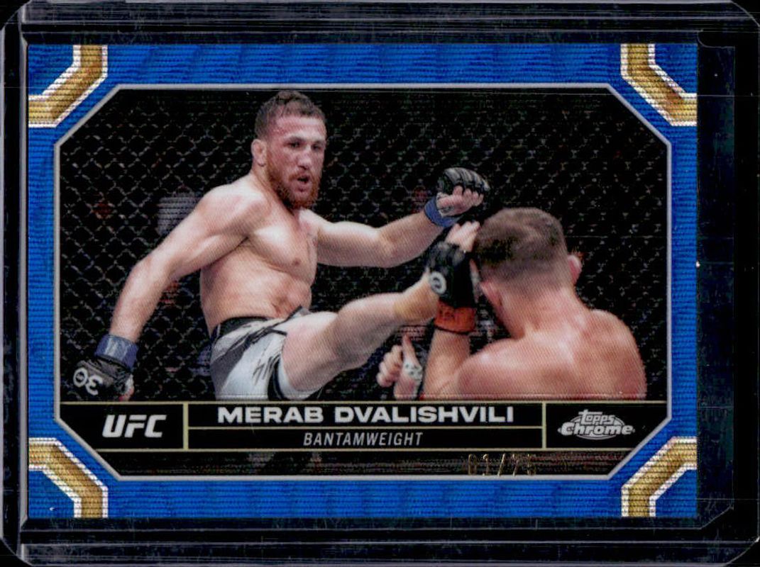 Merab Dvalishvili 2024 Topps Chrome UFC #135 Blue Wave Refractor /75 RAW