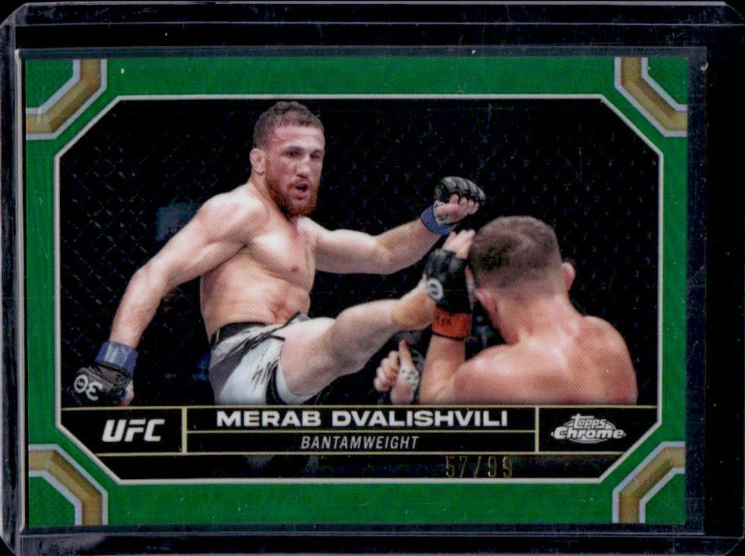 Merab Dvalishvili 2024 Topps Chrome UFC #135 Green Refractor /99 RAW