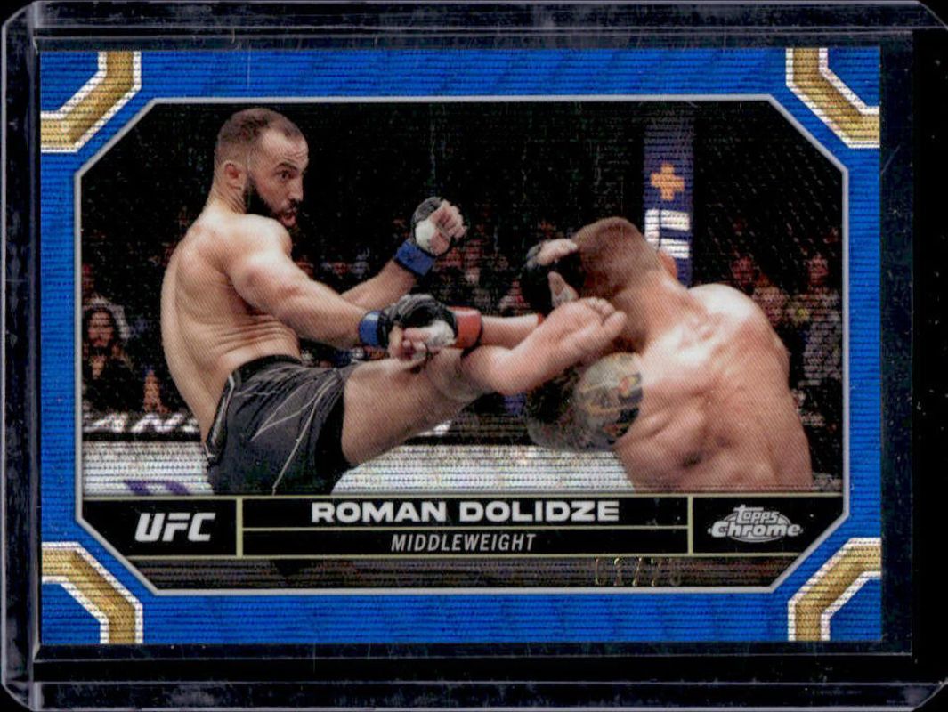 Roman Dolidze 2024 Topps Chrome UFC #167 Blue Wave Refractor /75 RAW