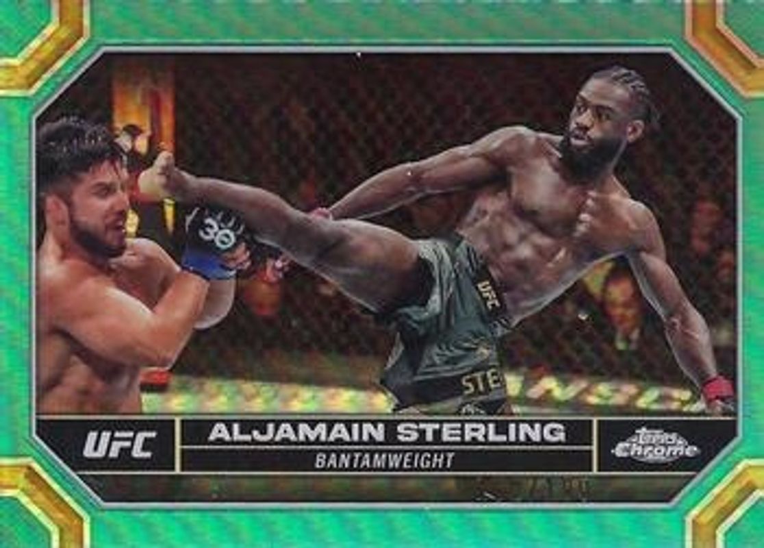 Aljamain Sterling 2024 Topps Chrome UFC #12 Aqua Refractor /199 RAW