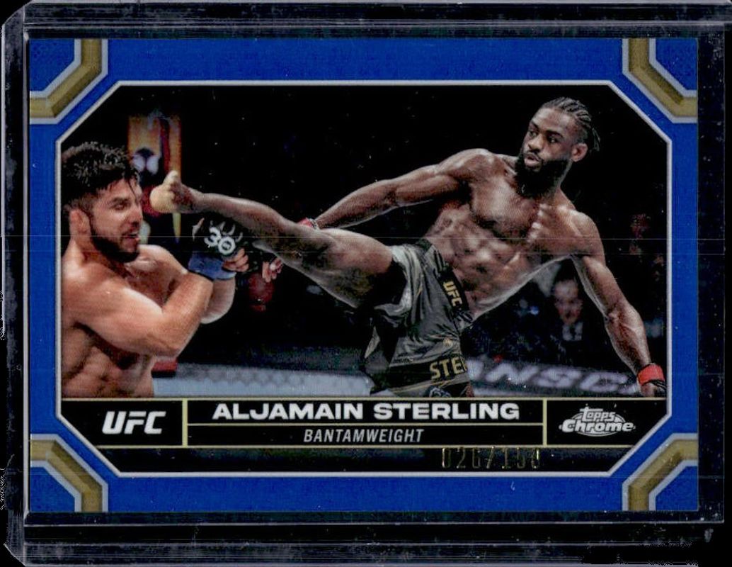 Aljamain Sterling 2024 Topps Chrome UFC #12 Blue Refractor /150 RAW
