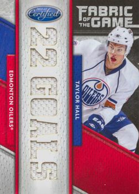 Taylor Hall 2011 Certified #60 Fabric of the Game Claim To Fame die-cut /25 RAW