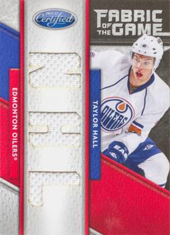 Taylor Hall 2011 Certified #60 Fabric of the Game NHL die-cut /25 RAW