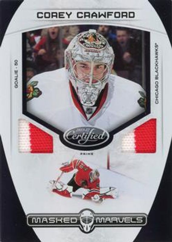 Corey Crawford 2011 Certified #5 Masked Marvels - Materials Prime /25 RAW