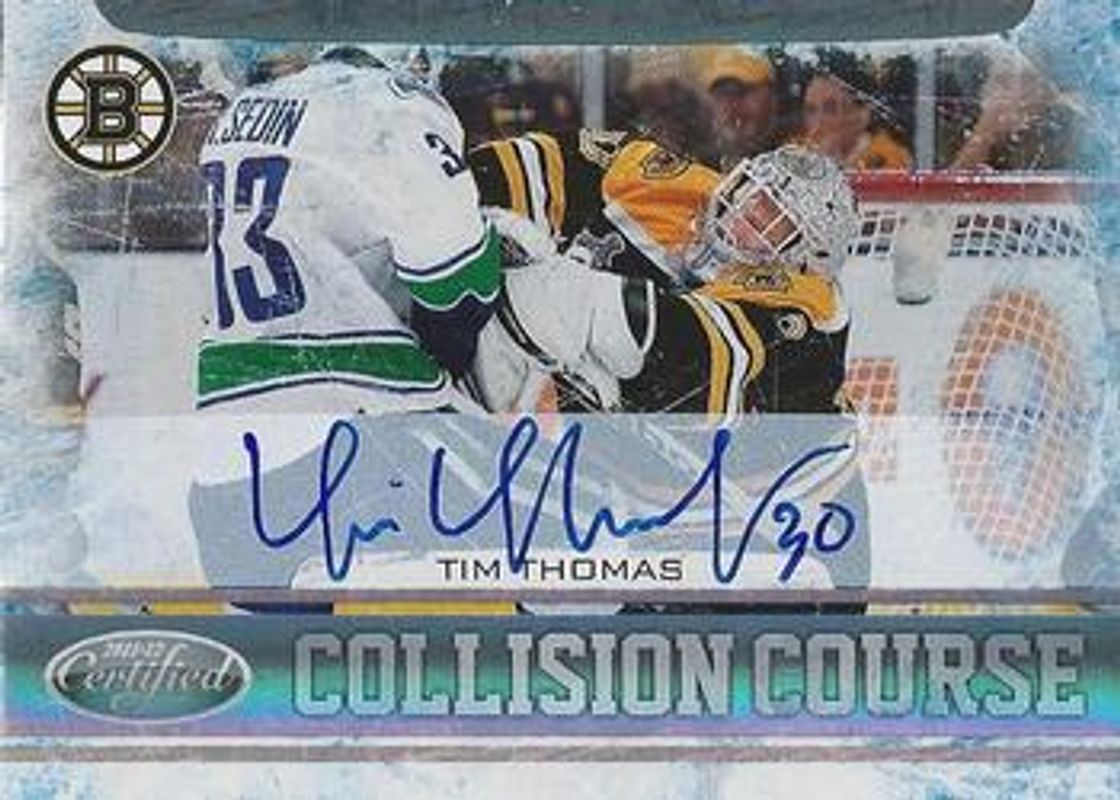 Tim Thomas 2011 Certified #5 Collision Course Autographs /100 RAW