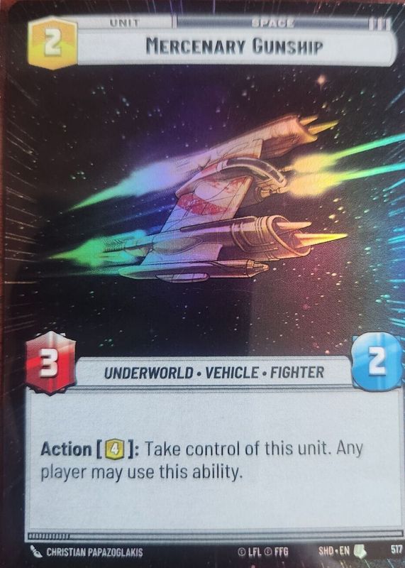 Mercenary Gunship 2024 Shadows of the Galaxy #517 Hyperspace Foil RAW
