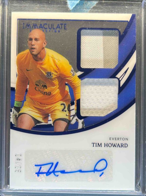 Tim Howard 2022 Immaculate #DA-TH Dual Swatch Autographs - Sapphire /25 RAW