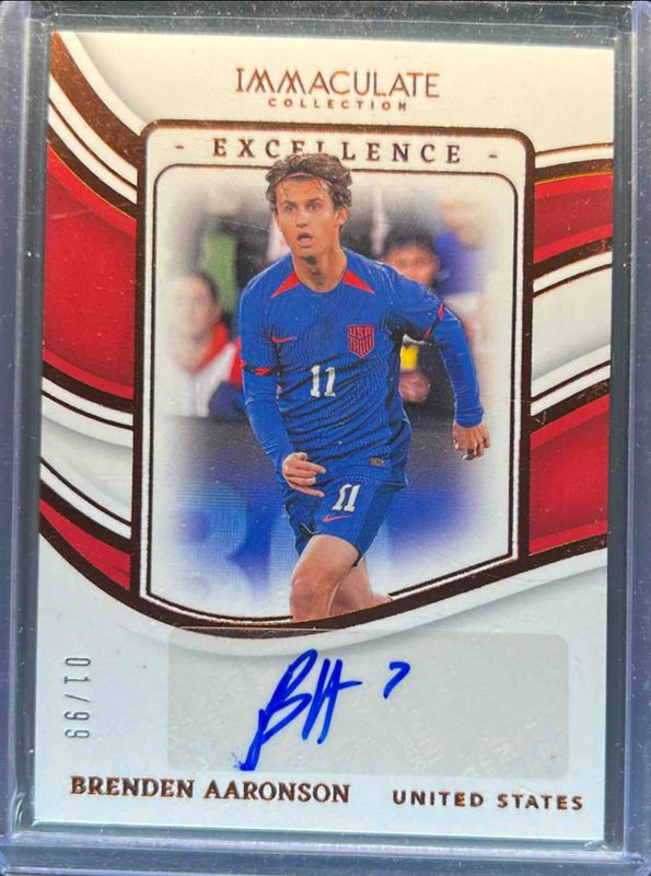 Brenden Aaronson 2023 Immaculate #EA-BA Excellence Autographs RAW