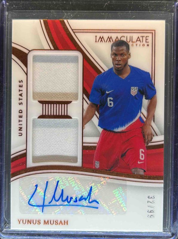Yunus Musah 2023 Immaculate #DA-YM Dual Swatch Autographs RAW