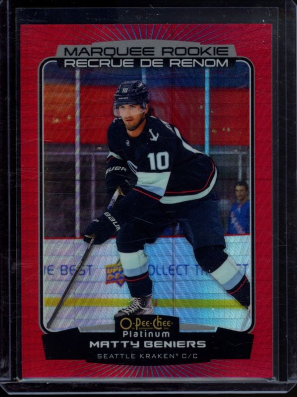 Matty Beniers 2022 O-Pee-Chee Platinum #203 Red Prism /199 Rookie RAW