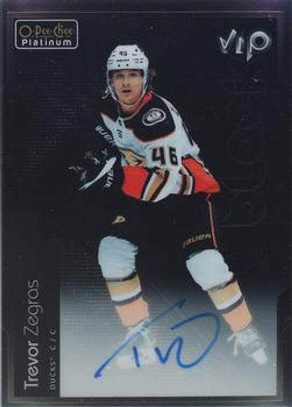 Trevor Zegras 2021 O-Pee-Chee Platinum #VIP-TZ VIP Black Autographs Achievements Rookie RAW