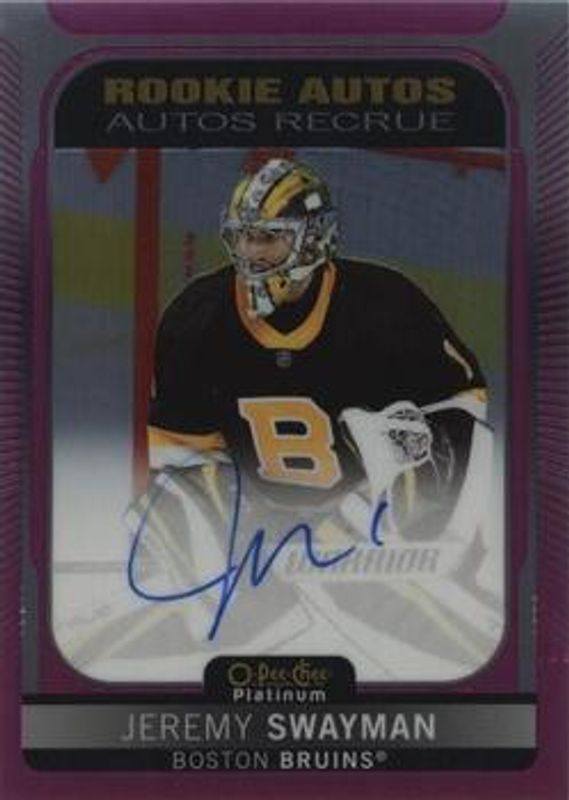Jeremy Swayman 2021 O-Pee-Chee Platinum #R-JS Rookie Autographs Matte Pink RAW