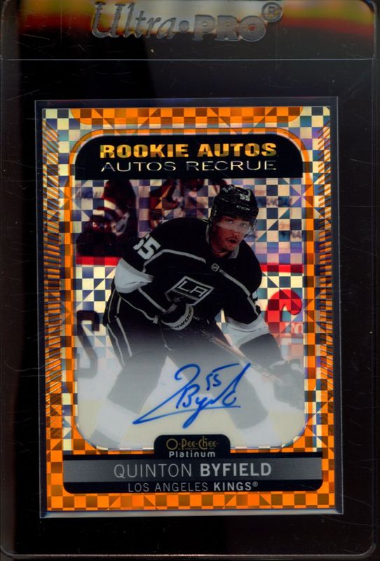 Quinton Byfield 2021 O-Pee-Chee Platinum #R-QB Rookie Autographs Orange Checkers /15 RAW