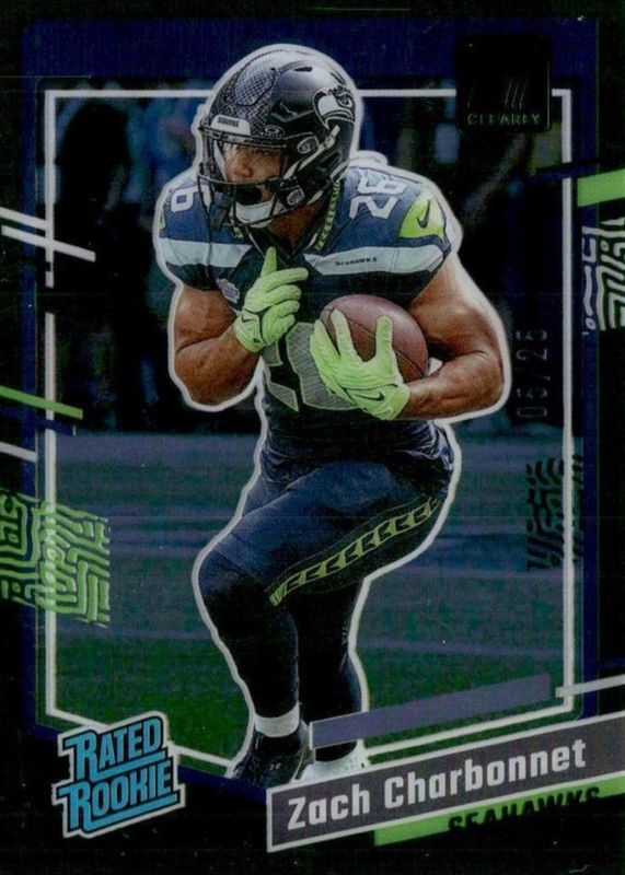 Zach Charbonnet 2023 Clearly Donruss #91 Green /25 Rookie RAW