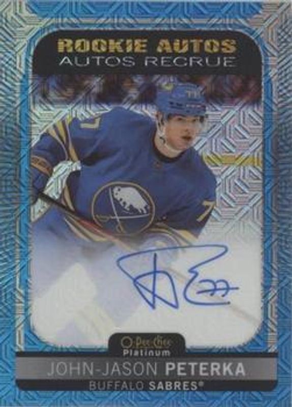 John-Jason Peterka 2021 O-Pee-Chee Platinum #R-PJ Rookie Autographs Blue Traxx RAW