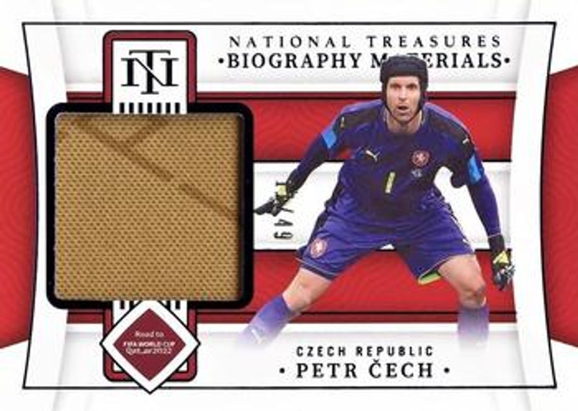 Petr Cech 2022 National Treasures World Cup #BM-PC Biography Materials - Sapphire /39 RAW