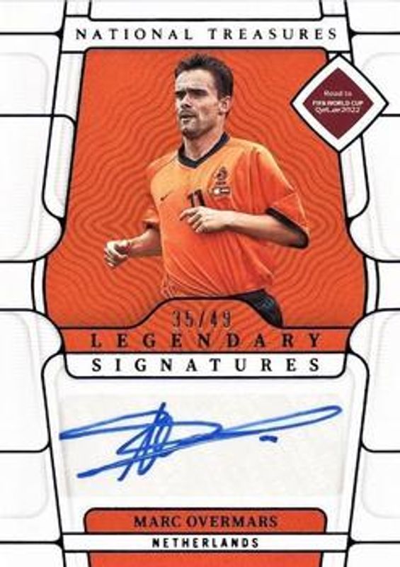 Marc Overmars 2022 National Treasures World Cup #LS-MOV Legendary Signatures - Sapphire /49 RAW
