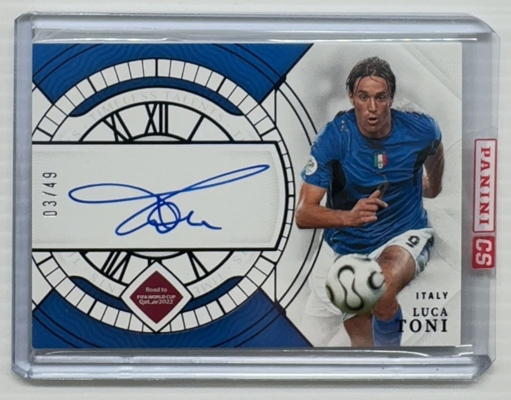 Luca Toni 2022 National Treasures World Cup #TS-LT Timeless Talents Signatures - Sapphire /49 RAW