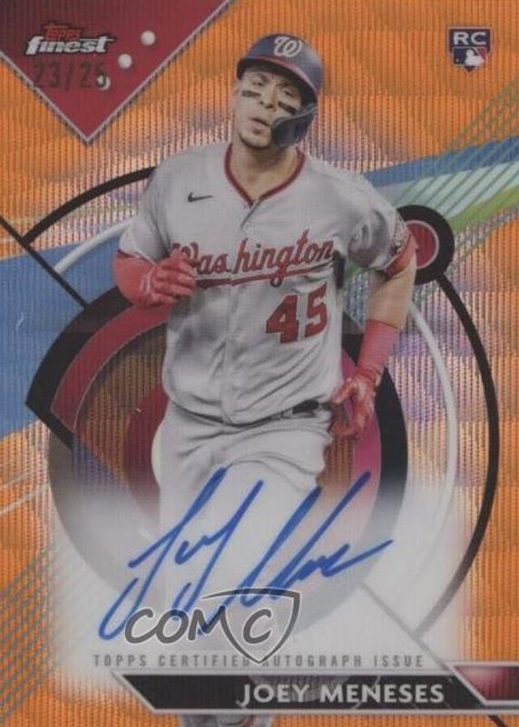 Joey Meneses 2023 Topps Finest #FA-JM Finest Autographs - Orange Wave Refractor /25 Rookie RAW
