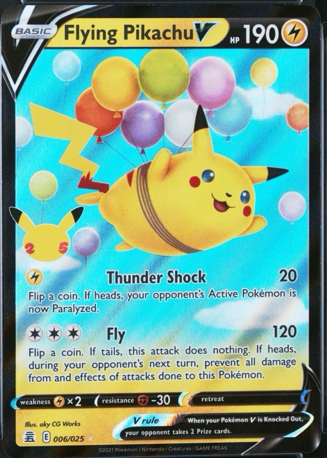 FLYING PIKACHU V 2021 25周年記念 Flying Pikachu V 2021 Celebrations #006/025 Holo Price Guide