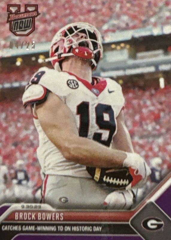 Brock Bowers 2023 Bowman U Now #11 Purple /25