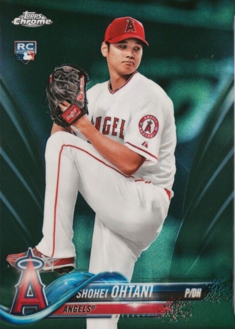 Shohei Ohtani 2018 Topps Chrome #150 Green Refractor /99 (Pitching