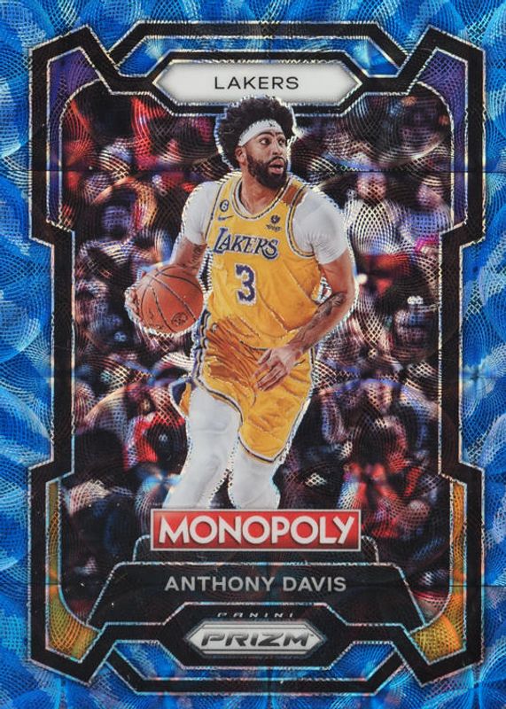 Anthony Davis 2023 Prizm Monopoly #41 Boardwalk Blue Tiger Stripe