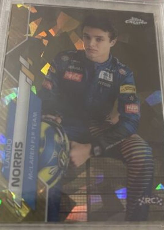 Lando Norris 2020 Topps Chrome Formula 1 Sapphire Edition #7 Image Variation - Gold /50 (Sitting) Rookie PSA 10