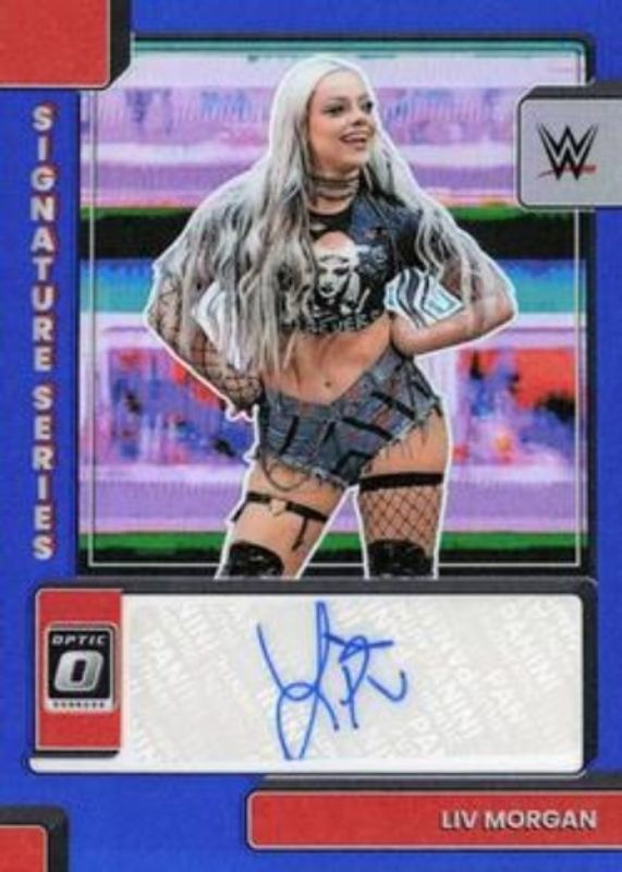 Liv Morgan 2023 Chronicles WWE #DO-LIV Donruss Optic Signatures Series - Blue /49 RAW