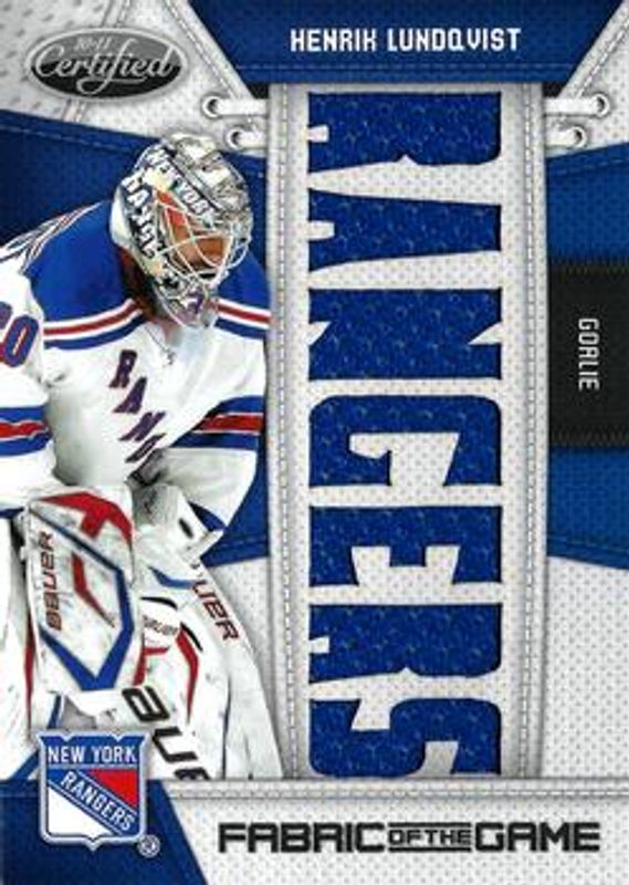 Henrik Lundqvist 2010 Certified #HL Fabric of the Game Team die-cut /25 RAW