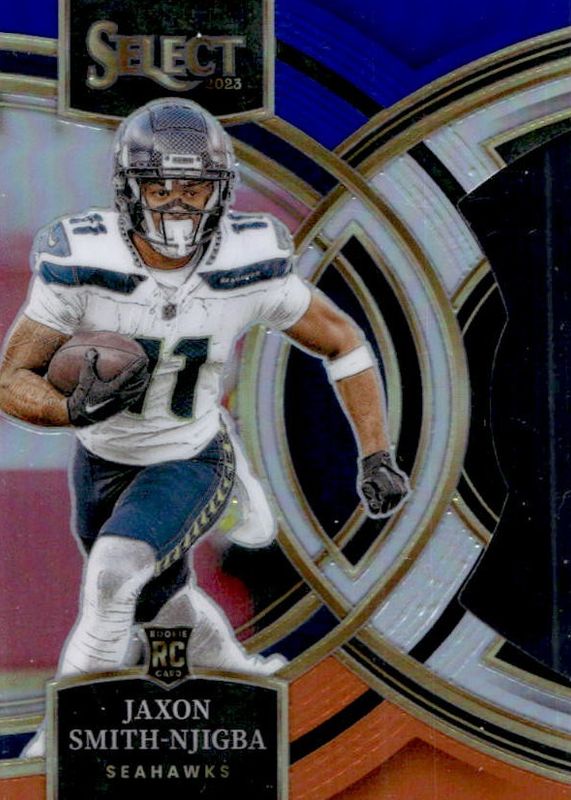 Jaxon Smith-Njigba 2023 Select #174 Premier Level Blue & Orange Die-Cut /35 Rookie RAW