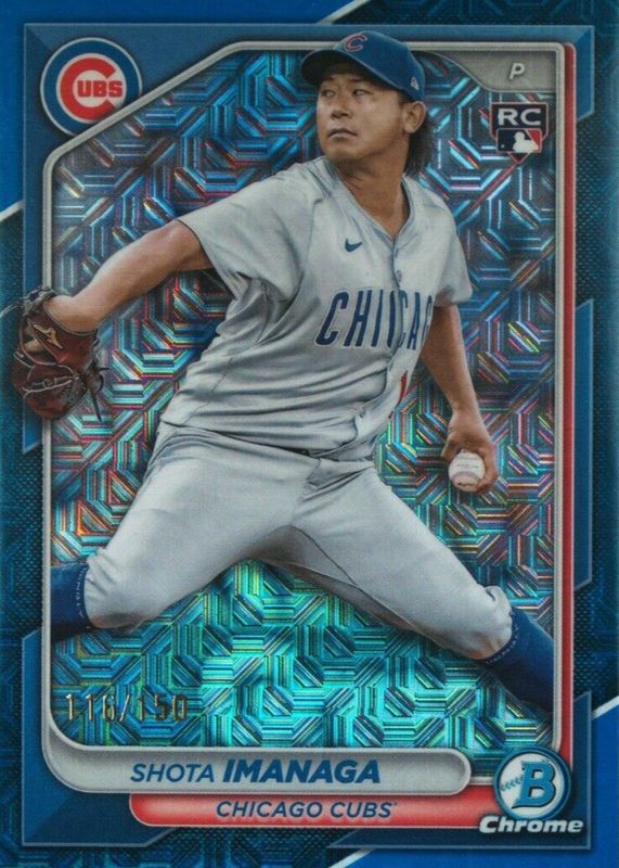 Shota Imanaga 2024 Bowman Chrome Mega Box #41 Blue Mojo Refractor /150 Rookie PSA 10